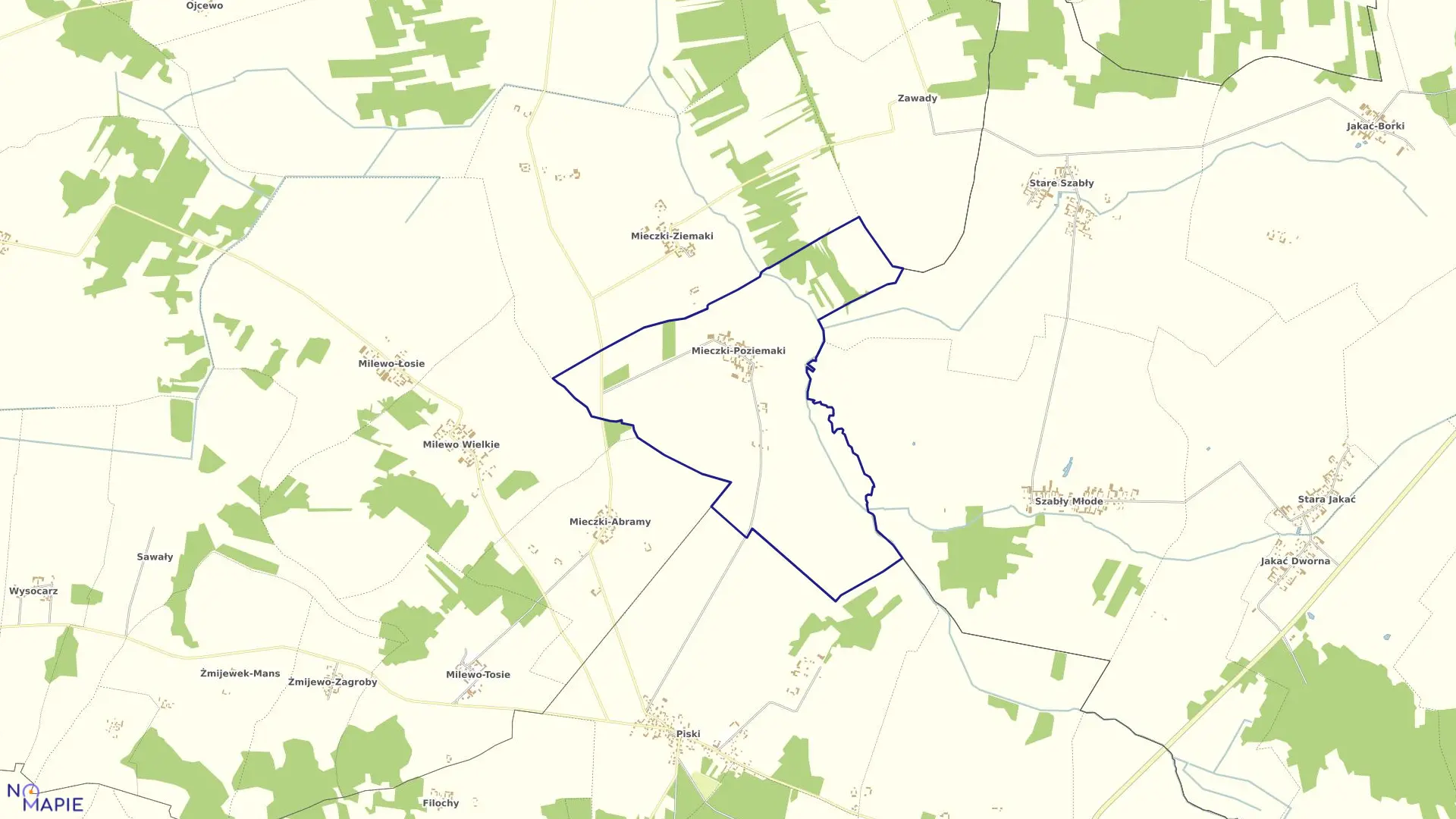 Mapa obrębu MIECZKI-POZIEMAKI w gminie Troszyn